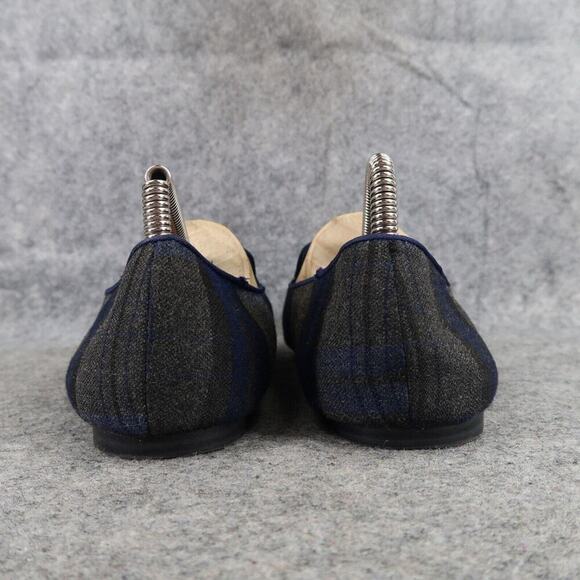 Old Navy Shoes Womens 9 Flats Loafer Slip On Plaid Casual Career Blue Grey Style - Picture 5 of 13